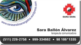 Sara Sara Peru, Sara Ballon Alvarez, terapeuta comunicadora, tarjeta y logo